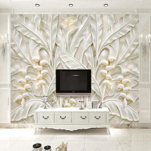 European Embossed Flower Leaf 3D Mural Photo Wallpaper for Living Room Home Wall Decor papel pintado 3d Wallpaper with Pictures