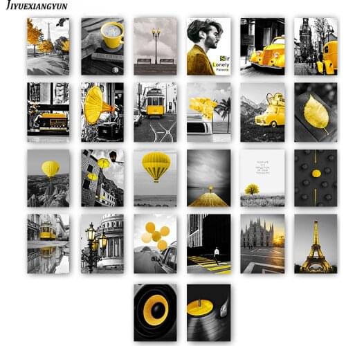 Photograph European Landscape Picture Home Decor Nordic Canvas Painting Wall Art Yellow Style Scenery Poster for Living Room