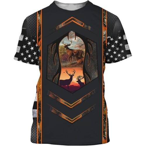 Deer Hunting Collection Men 3D Full Print Casual T-Shirts Unisex Tops Harajuku Summer Tee Hip-Hop Women Short Sleeve Plus Size 3