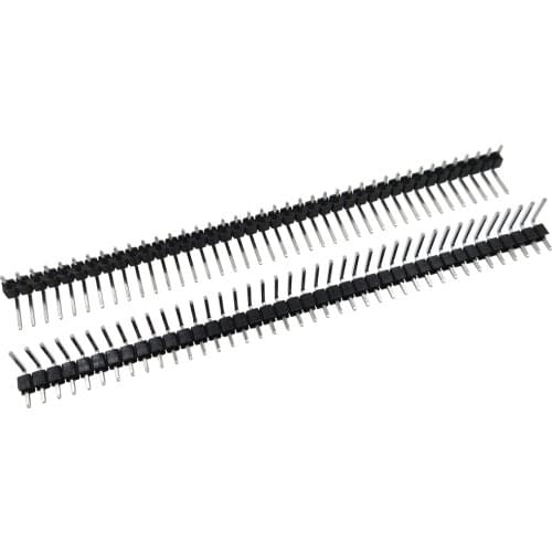 Hot Sale 50pcs 40 Pin 1x40 Single Row Male 2.54mm Breakable Pin Header Right Angle Connector Strip bending