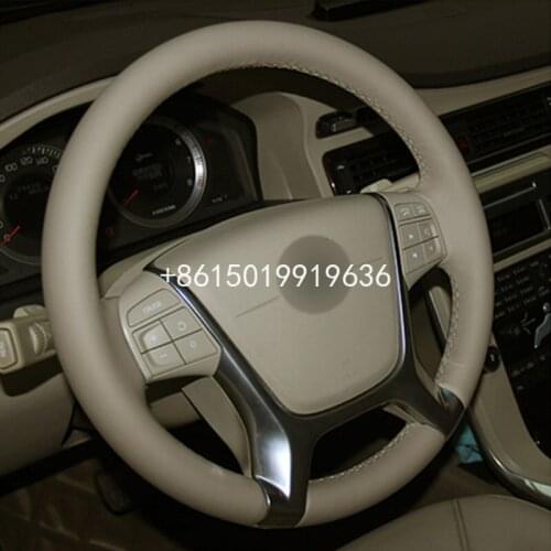 Top Leather Car Steering Wheel Wrap Cover For Volvo S80 2010 XC60 2010-2013 XC70 2011