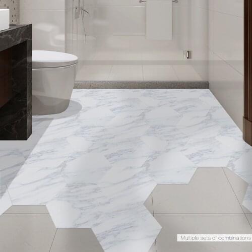 Creative Waterproof Bathroom Floor Tile Sticker Adhesive PVC Marble Floor Decal Peel&Stick Sticker Non-Slip Home Entrance Decor