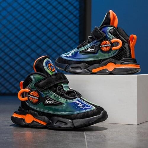 2021 New Kids Shoes Fashion Leather Sneakers for Boys Comfortable Sport Trainer Walking Gym Sport Trainer Walking Running Shoes