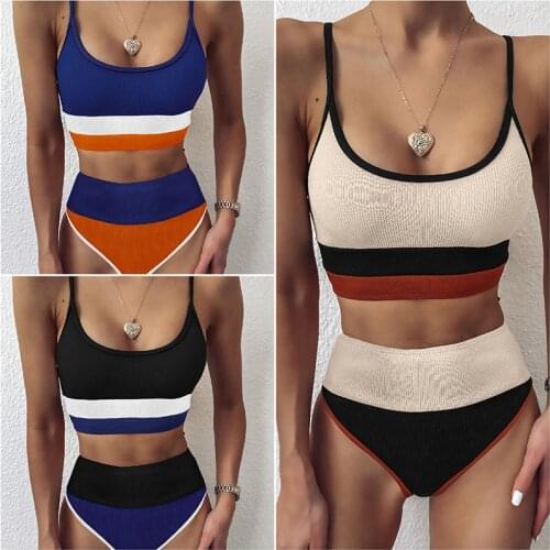 Swimsuit Female Patchwork Swimwear For Women 2021 Bathing Set Sport Splicing Maillot De Bain Femme Wear Swimming Suit Bikini