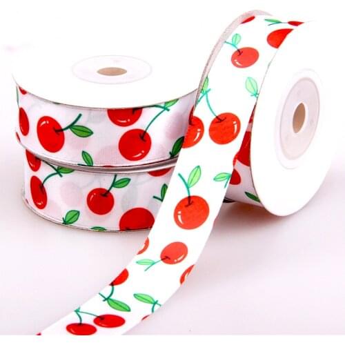 2cm 2Yards Cherry Ribbons Wedding Festival Party Decoration DIY Bow Card Gifts Wrapping Supplies Hair Clip Apparel Sewing Fabric