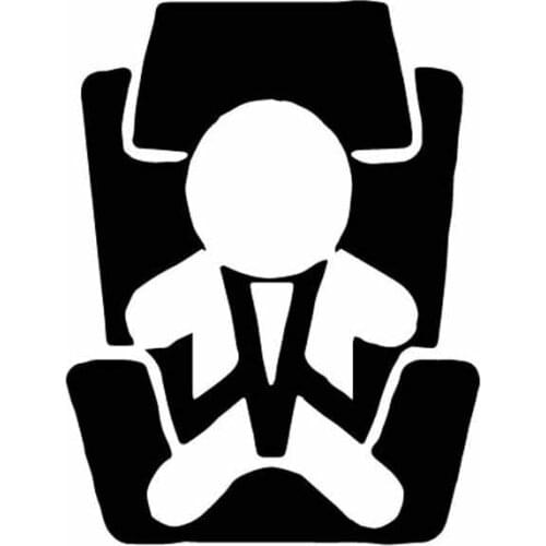 Cute Child Seat Pattern Decals, Exquisite Car Window Decoration, Personalized Pvc Waterproof Decals, Black/white, 14cm*11cm