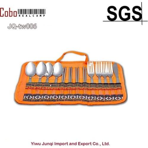 13 Piece Stainless Steel (Folk, Spoon, Chopsticks,Knife) Travel Hiking Kitchen Camping Cutlery Set With Lightweight Storage Bag