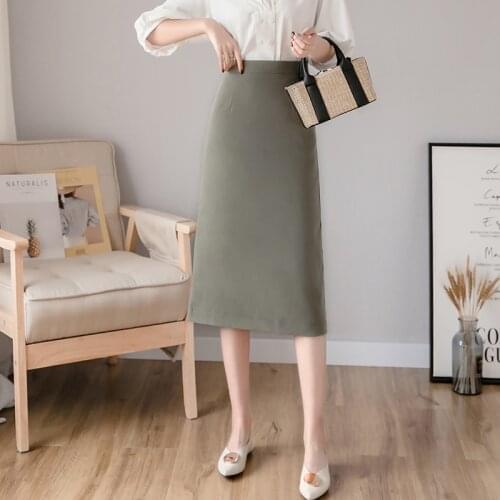 New Spring Women Fashion Temperament Solid Color Professional Bag Hip Skirt
