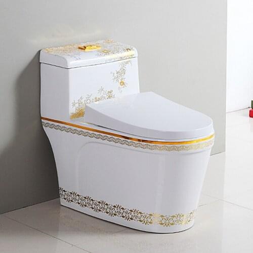 New color household single hole European color gold toilet water-saving silent siphon super swirling toilet