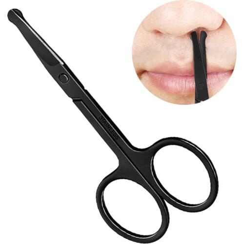 1pcs Stainless Steel Makeup Scissors Black Portable Nose Hair Eyebrow Eyelashes Trimmer Facial Trimming Tweezer Beauty Tools