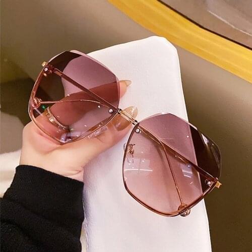 High Quality Square Sunglasses Metal Rimless Shades Women Luxury Oversized Sun Glasses Female Vintage Eyewear zonnebril dames