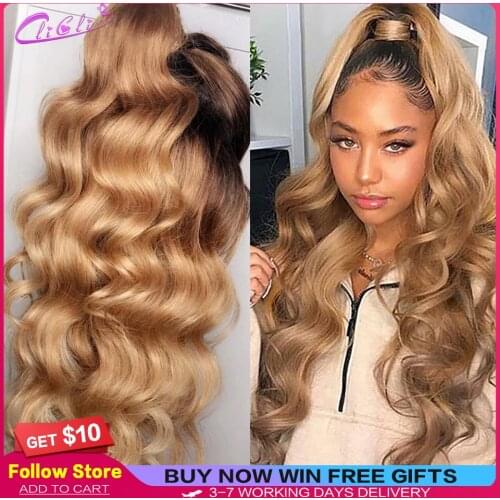 Body Wave Lace Frontal Wigs Ombre Honey Blonde Lace Wig Body Wave Brown Haman Hair Wigs 99j Burgundy Lace Front Wigs Pre Plucked