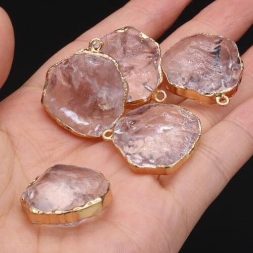 1pc Natural Stone Quartzs Pendants Transparent Round Crystal for Trendy Jewelry Making Diy Necklace Earring Lady Party Gifts