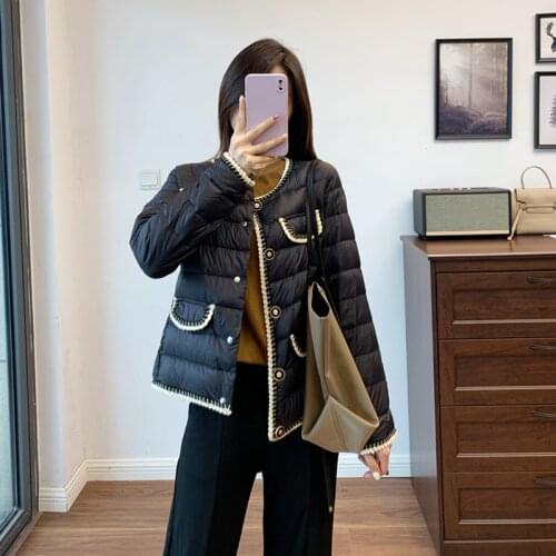 2021 Autum nand Winter Down Jackets Women black Single Breasted Parkas Fashion Long sleeve Coats women