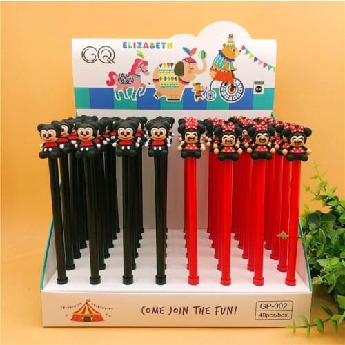 48 Disney Mickey Minnie Ballpoint Pens Creative Cartoon Gel Pen Black Ink Signature Pen Student Writing Painting Pen Gift