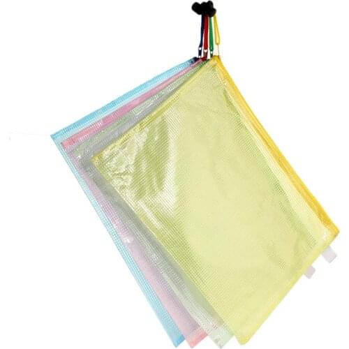File Bag Plastic Zipper Bag File Storage Document Protective Folder School Stationery