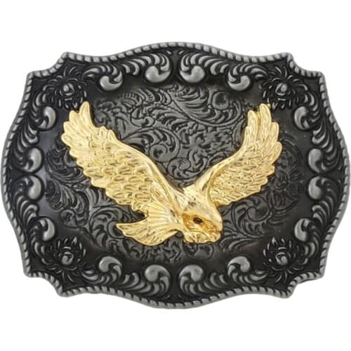 Vintage cross golden eagle inlaid belt buckle mens western jeans with accessories