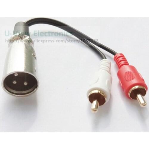 XLR 3Pin Male to Red White Dual RCA Male Plug Audio Speaker AMP Y Cable About 15M/Free Shipping/12PCS