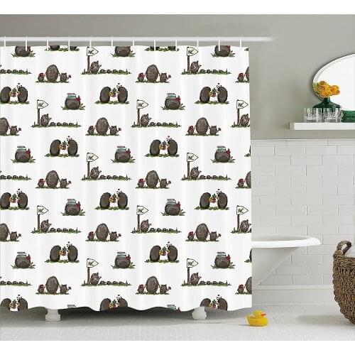 Hedgehog Shower Curtain Life of Hedgehogs Theme Rodent Mammals Family Romantic Couple Preschool Toddler Waterproof Bath Curtains