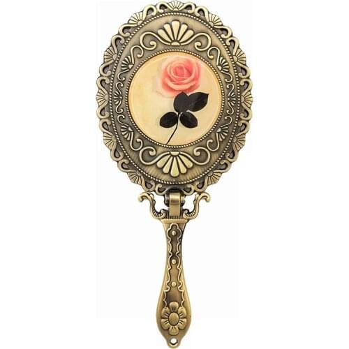 Mirror make-up mirror folding large antique mirror retro handle mirror embroidered metal hand mirror