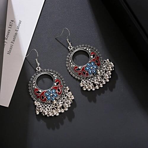 Womens Boho Ethnic Water Drop Earrings Tibetan Jewelry Beaded Indian Earrings Gypsy Jewelry Oorbellen