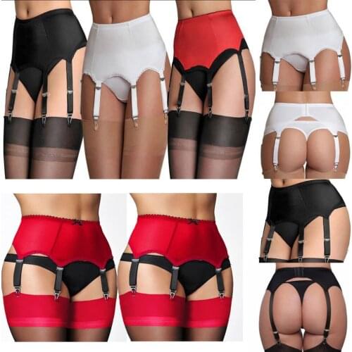 Wome Ladies Sexy Lace Thigh-Highs Stockings Garter Belt Suspender G-string Set Plus Size S-2XL