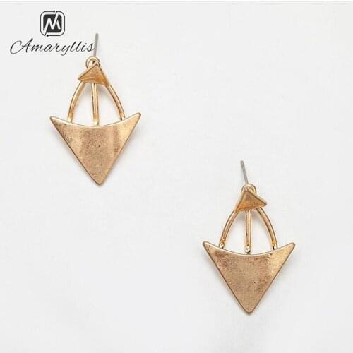 Amaiyllis Double Alloy Triangle Pendant Earrings For Women Free Wear Geo Dangle Earrings Simple Drop Earrings Jewelry Brincos