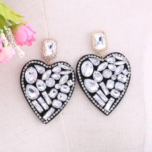 Za Drop Earrings Women Jewelry Earrings Classy Lady Big Brand Earrings Baroque Heart Earrings Inlaid Jewelry Rhinestone Earing