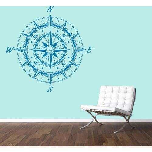 Sea Nautical Compass Wind Rose Retro Style Decor Large Wall Vinyl Decal Home Decoration Accessories For Bathroom Stickers C611