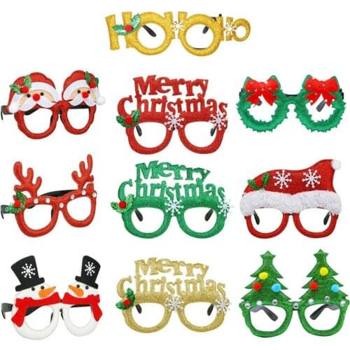 10pcs Christmas Decoration Glasses Multi-style Antlers Santa Claus Snowman Eyeglasses Xmas Cute New Year Party for Kids Adult