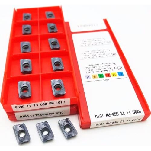 10PCS Carbide R390 11T308 PM 1010 Indexable turning insert R390 Metal cutting tool milling insert for lathe