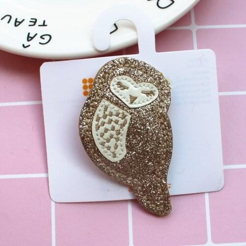 Boutique 10Pcs Fashion Cute Embroidery Owl Hairpins Solid Glitter Gold Night Owl Hair Clips Mascot Princess Hair Accessories