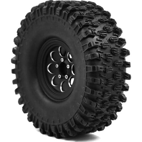 4Pcs 2.2 Beadlock Wheel Rim Rubber Tire Set for 1/10 RC Crawler Traxxas TRX-4 Axial SCX10 90046 D90 Voodoo KLR