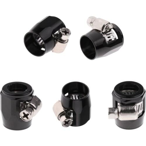 5XBlack Aluminium Hose End Finisher Clamp Clip - AN6 Fuel Oil Oil Water Pipe