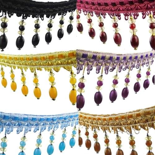 6yard Tassel Fringe Beaded Pendant DIY Party Hanging Ring Cords Tassel Trim Garments Curtains Decor Sewing Accessories T2794