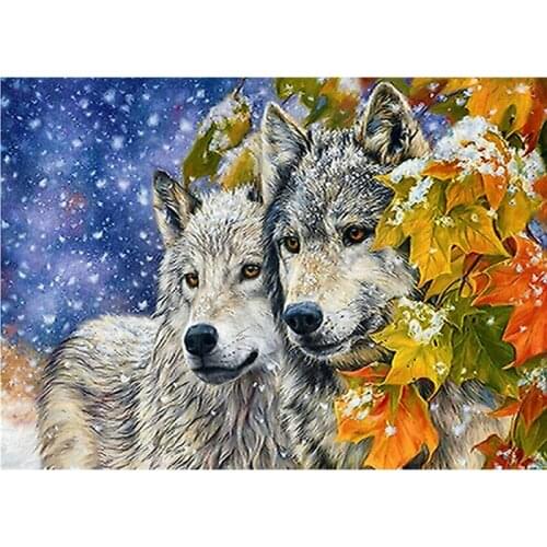 5D DIY Diamond Painting Wolf Lovers Mosaic Cross Stitch Full Round Drill Diamond Embroidery Sticker Decor Paintings Animals