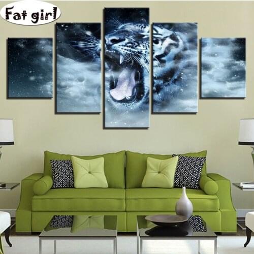 DIY Diamond Painting Tiger pictures roar 5D Diamond Embroidery Full square round Cross Stitch hand drill modern Home Decor