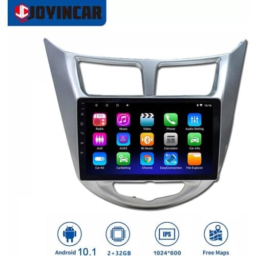 JOYINCAR Android 9.1 For Hyundai Solaris 2010 2011 2012 2013 2014 2015 2016 Car Radio GPS Navigation video Multimedia Player 2+3