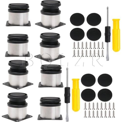 BQLZR 8Pcs Stainless Steel Furniture Legs 5x5cm Kitchen Table Sofa Feet Silver