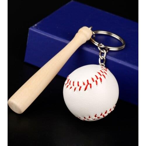 Sport Theme Keychain Mini Baseball Glove Wooden Bat Keyrings Cute Car Key Chain Key Ring For Man Women Childern Bag Gifts