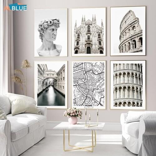 Italy City Milan Gothic Architecture Rome Colosseum Wall Art Canvas Poster Prints Nordic Paintings Decor Picture For Living Room