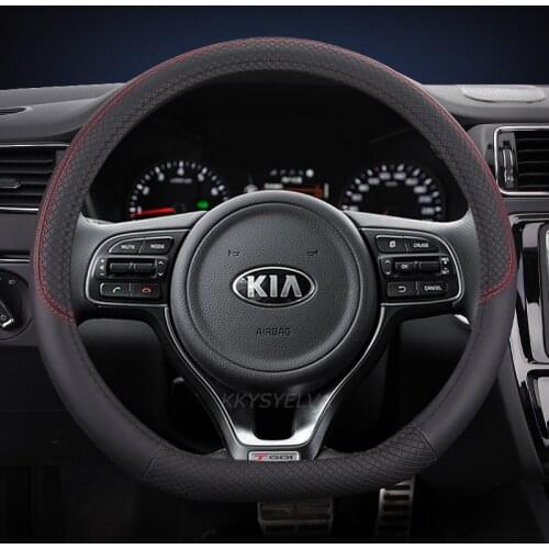 Leather Car Steering Wheel Cover for Kia Rio 2 3 4 X Line Kombi Sedan Auto Accessories Interior