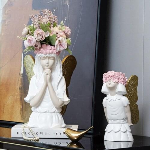 CREATIVE CHARACTER FLOWER WIZARD RESIN STATUE FIGURINES DECORATION HOME LIVINGROOM TABLE ORNAMENTS ART OFFICE FAKE FLOWER CRAFTS