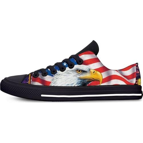 USA American Flag Eagle Hot Cool Fashion Funny Casual Cloth Shoes Low Top Lightweight Breathable 3D Printed Men women Sneakers