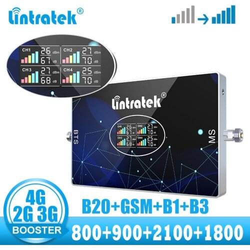 Lintratek Repeater GSM 2g 3g 4g LTE 800 Signal booster B20 B1 B3 850 CDMA B5 Amplifier 4 band voice call internet 2600 B7 LTE