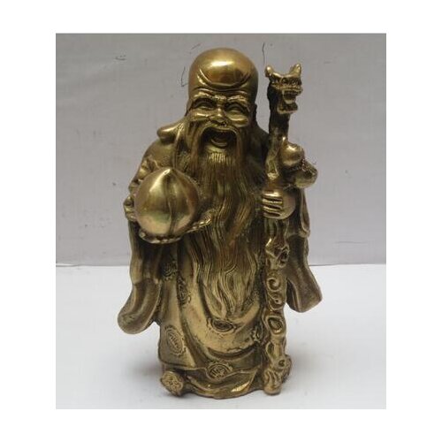Copper Brass Metal Crafts Chinese High 6inch Metal crafts Home Decoration Chinese Brass Carved God of longevity Statue/Sculpture