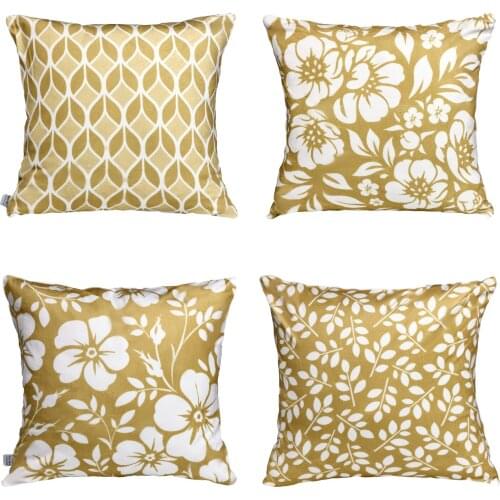 MERRYLIFE New Style Flowers Yellow Pillowcase Decorative Cushion For Sofa Printed Pillow Chair Car Cushion 4pcs Home Decoration