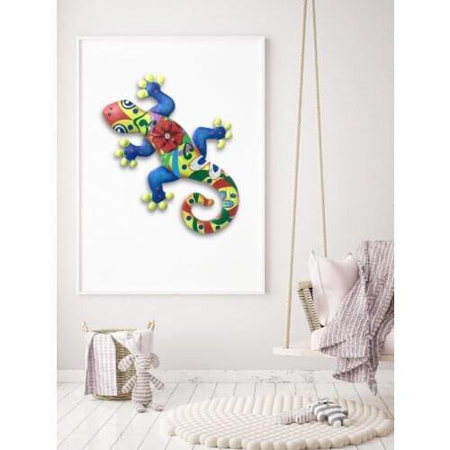 Creative Abstract Metal Gecko Pendant Patio Decoration Living Room Corridor Terrace Wall Hanging Home Decoration Crafts