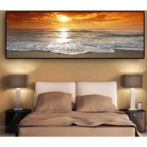 Sunsets Natural Sea Beach Landscape Posters and Prints Wall Art Pictures Painting Wall Art for Living Room Home Decor (No Frame)