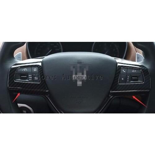 Newest ABS Plastic Carbon Fiber Color Steering Wheel Button Frame Cover Trim For Maserati Levante Ghibli Quattroporte 2pcs/set